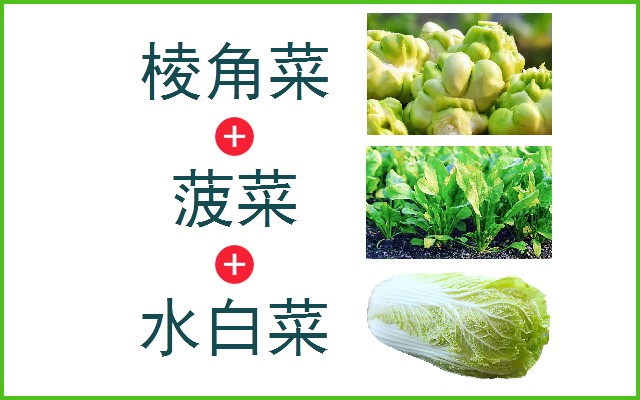 棱角菜+菠菜+水白菜